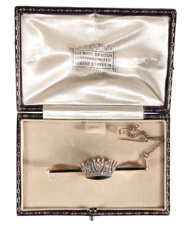 A NAVAL CORONET DIAMOND BAR BROOCH