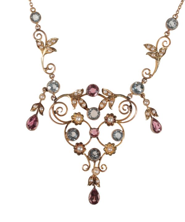 AN EDWARDIAN GEM-SET NECKLACE