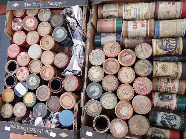 A LARGE COLLECTION OF WAX PHONOGRAPH CYLINDERS EDISON PHONOGRAPH RECORDS