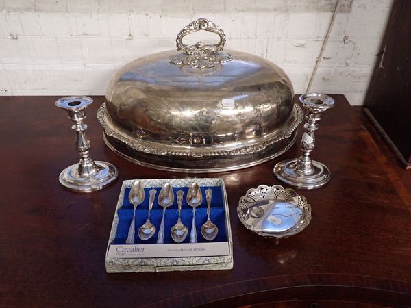 A SILVER-PLATED REGIMENTAL DISH COVER