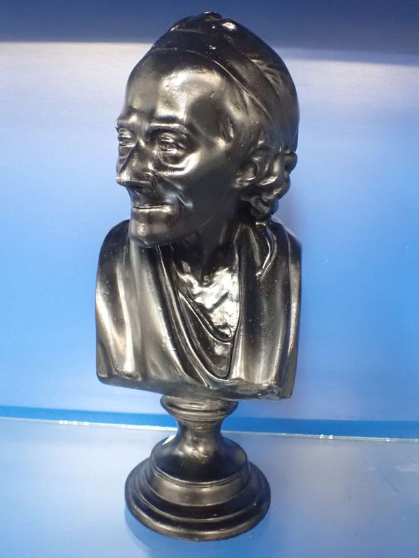 A LIBRARY BUST OF VOLTAIRE