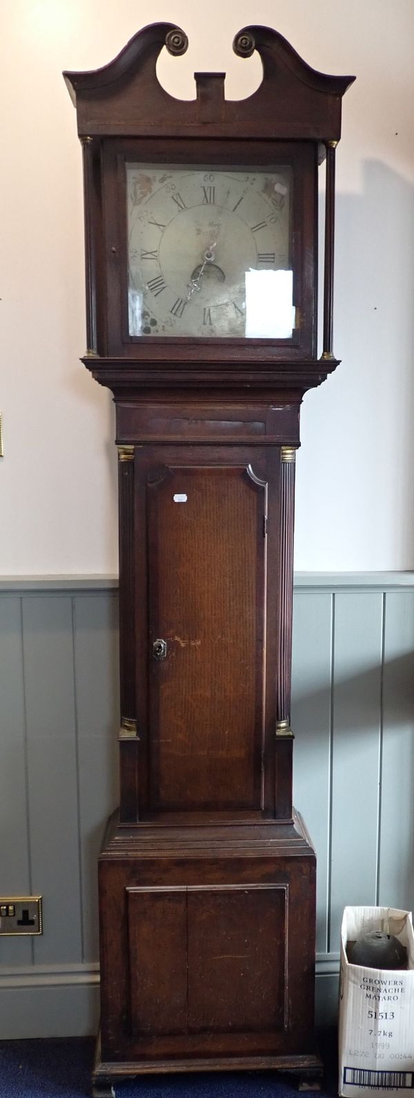 19TH CENTURY ENGLISH OAK LONCASE CLOCK