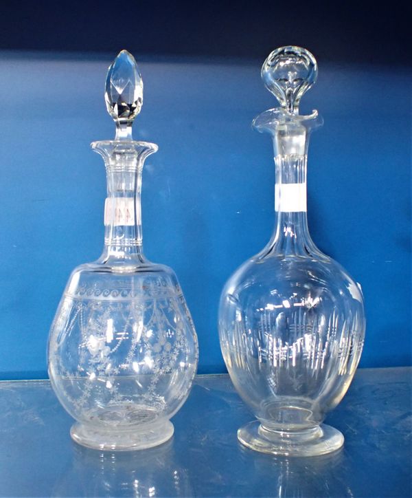 TWO VICTORIAN GLASS DECANTERS