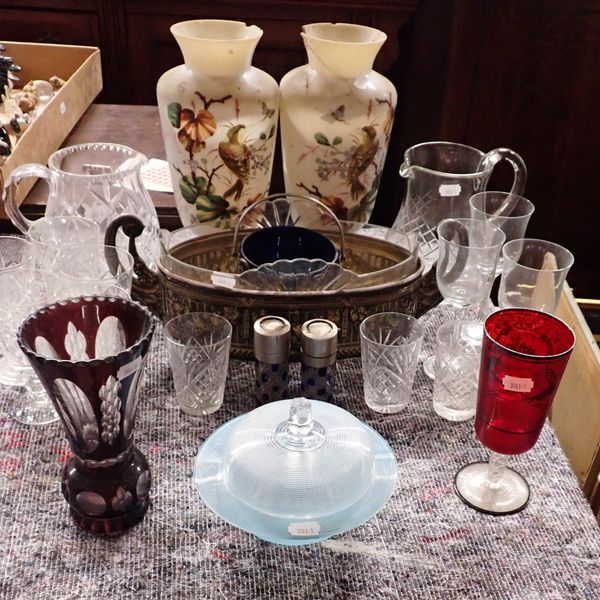 A COLLECTION OF DECORATIVE AND DOMESTIC GLASSWARE