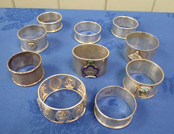 A COLLECTION OF MASONIC NAPKIN RINGS