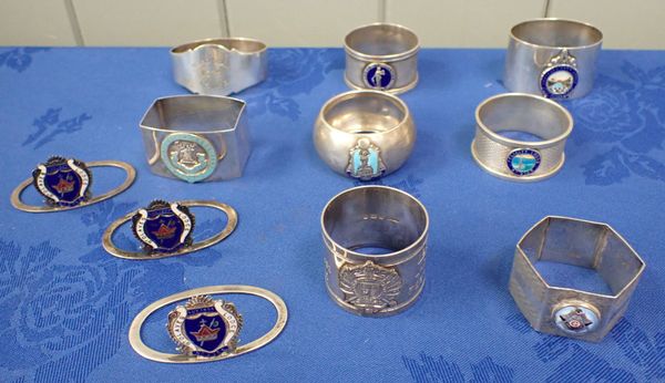 A COLLECTION OF SILVER MASONIC NAPKIN RINGS