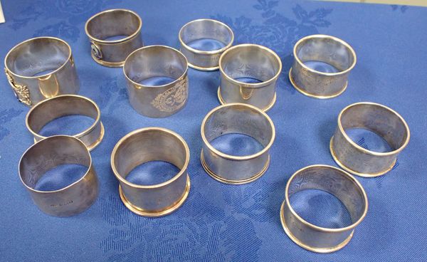 A COLLECTION OF SILVER MASONIC NAPKIN RINGS