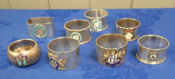 A COLLECTION OF MASONIC SILVER NAPKIN RINGS