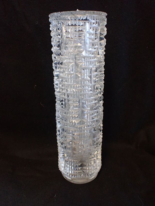 A MID CENTURY BOHEMIAN CUT GLASS VASE