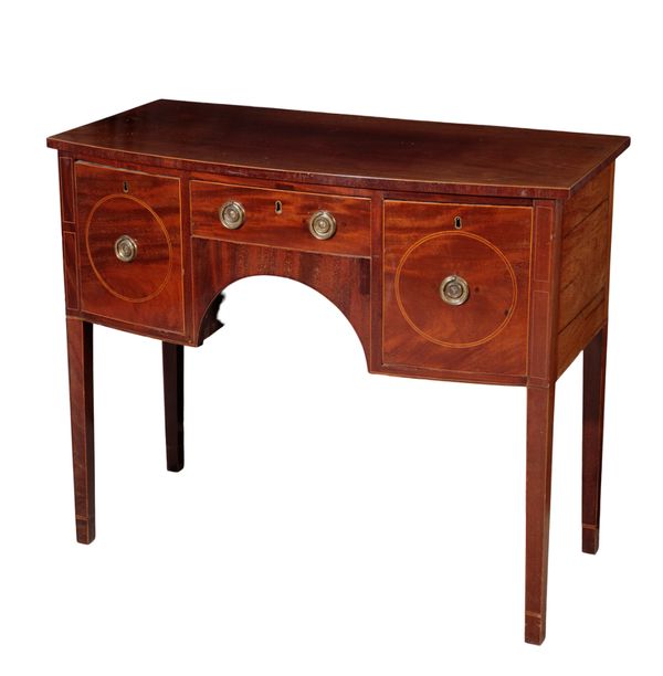 A GEORGE III MAHOGANY SMALL BOW-FRONT SIDEBOARD