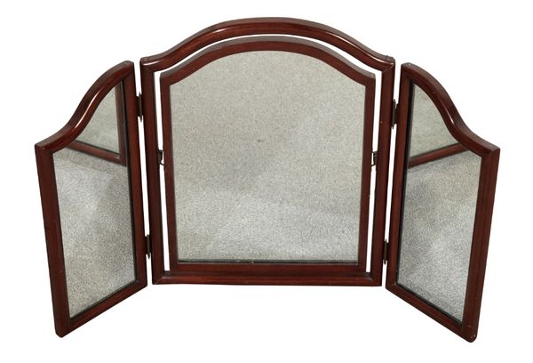 A  MAHOGANY FRAMED TRIPLE DRESSING MIRROR