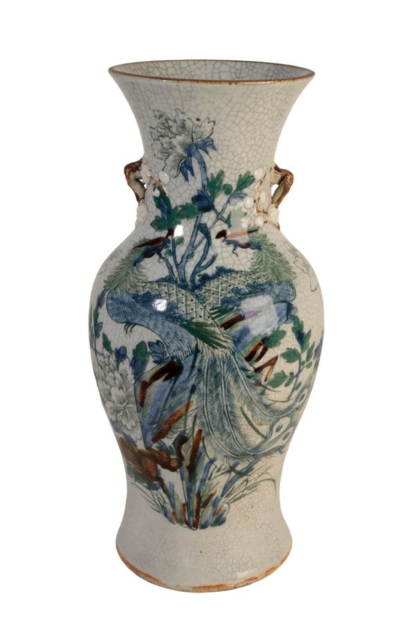 A CHINESE CRACKLEWARE PHOENIX VASE