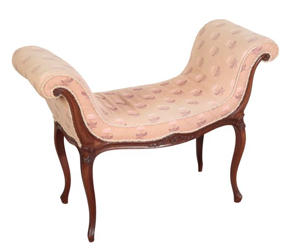 A LOUIS XV STYLE MAHOGANY WINDOW SEAT