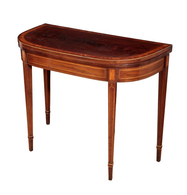 A GEORGE III MAHOGANY AND SATINWOOD TEA-TABLE ATTRIBUTED TO GILLOWS