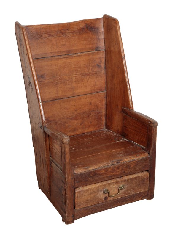 AN 18TH CENTURY OAK PRIMITIVE CHILDS CHAIR,