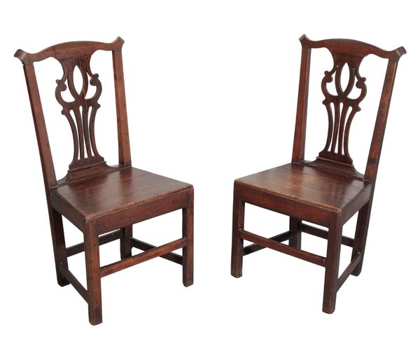 A PAIR OF EARLY GEORGE III OAK SIDE CHAIRS