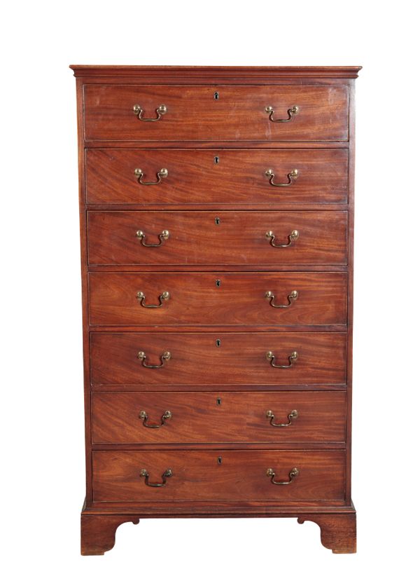 A GEORGE III MAHOGANY TALL CHEST