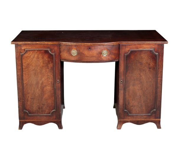 A GEORGE III MAHOGANY BREAKFRONT SIDEBOARD,