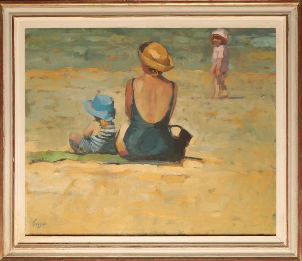 *PATSY FARR (B. 1955) A mother and her daughters at the beach