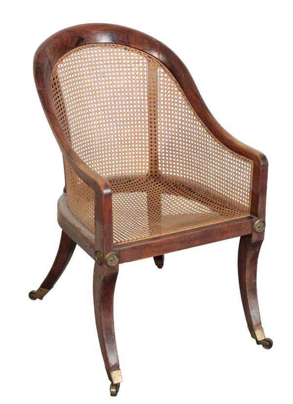 A REGENCY STYLE BEECH BERGERE