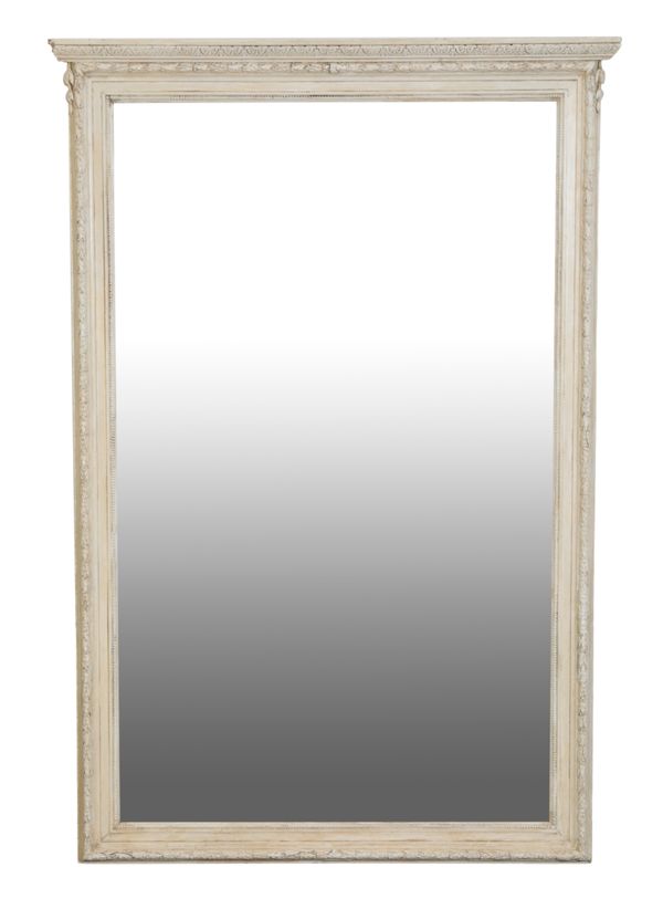 A MODERN WHITE-PAINTED MIRROR