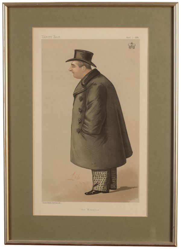 A SET OF SIX VANITY FAIR TYPE CARICATURE PRINTS