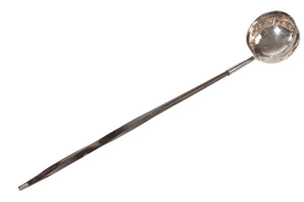 A HORN AND SILVER TODDY LADLE