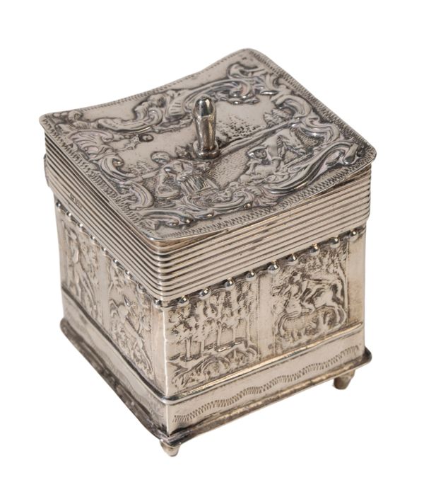 A DUTCH SILVER TEA CADDY