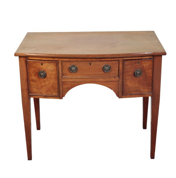 A GEORGE III STYLE MAHOGANY BOW-FRONT SIDE TABLE