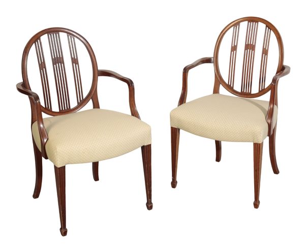 A PAIR OF MAHOGANY ELBOW ARMCHAIRS