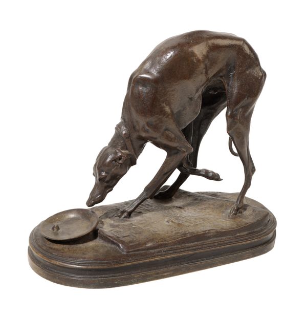 AFTER PIERRE JULES MENE (1810-1879) An Italian greyhound drinking from a bowl