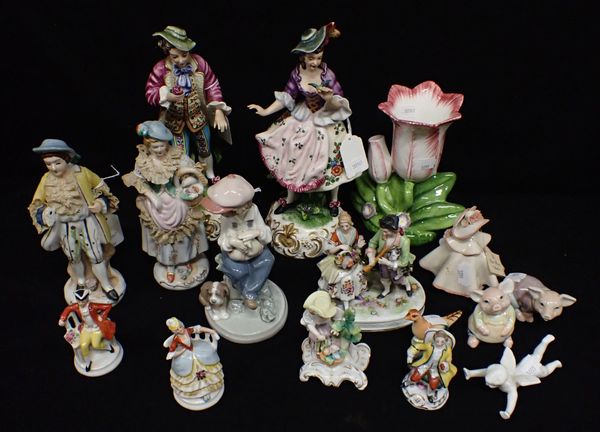 A LLADRO FIGURINE, AND OTHER CONTINENTAL FIGURINES