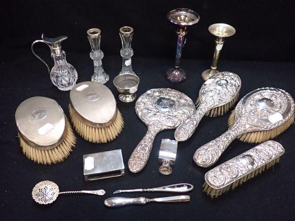 A COLLECTION OF SILVER BACKED BRUSHES