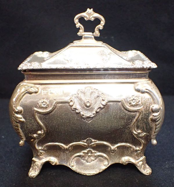 A SILVER CADDY, OF BOMBE FORM