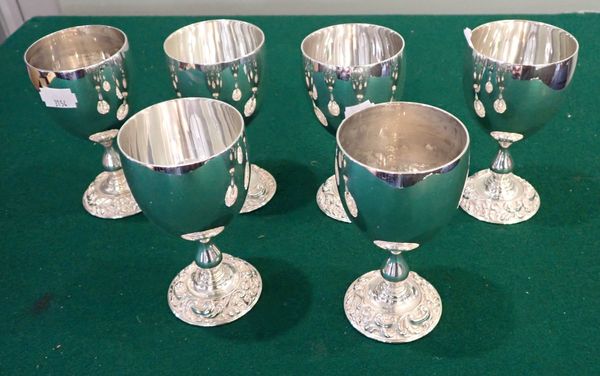 A SET OF SIX SILVER PLATED GOBLETS