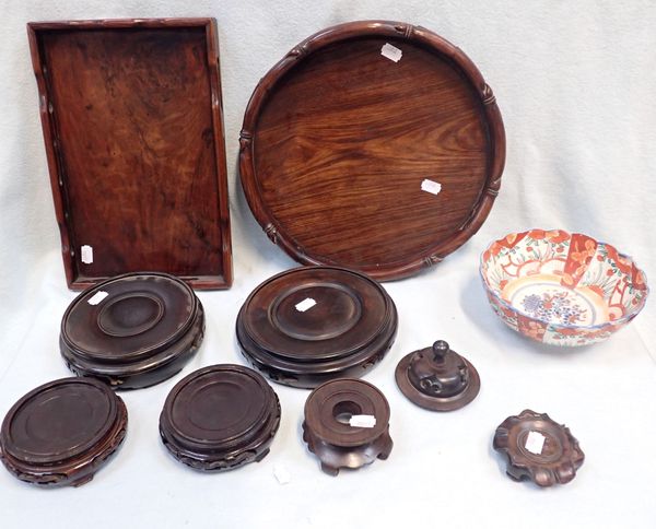 A COLLECTION OF CHINESE HARDWOOD STANDS AND TRAYS