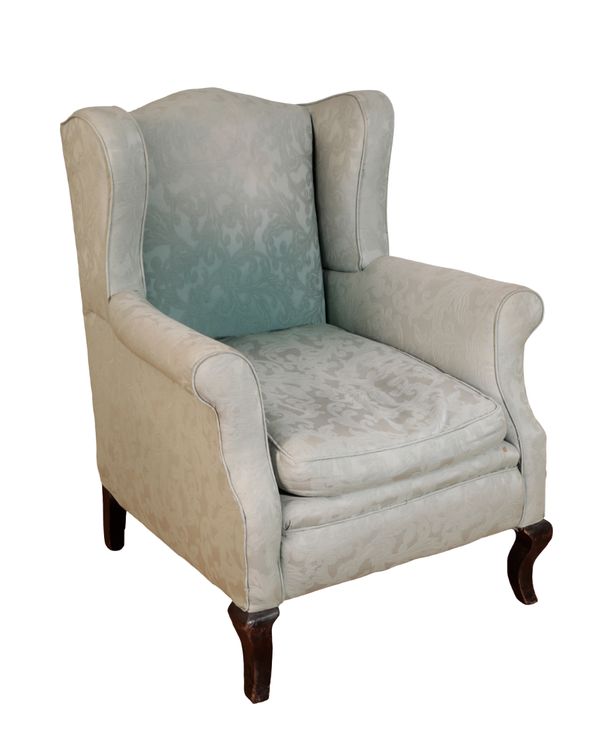 A VICTORIAN WING ARMCHAIR,