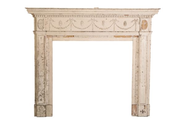 A WHITE-PAINTED FIRE SURROUND