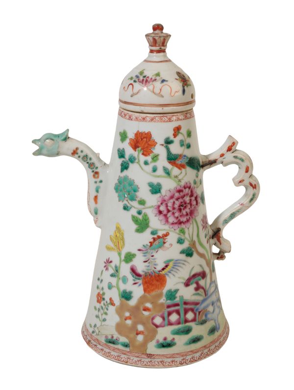 A CHINESE FAMILLE ROSE/VERTE COFFEE POT