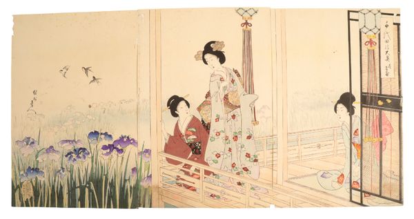 YOSHU CHIKANOBU (1838-1912) Iris Gardens, from the series of The Inner Palace of Chiyoda