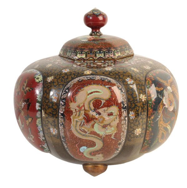 A MONUMENTAL JAPANESE CLOISONNÉ KORO AND COVER