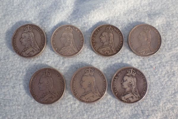 SEVEN VICTORIAN CROWNS