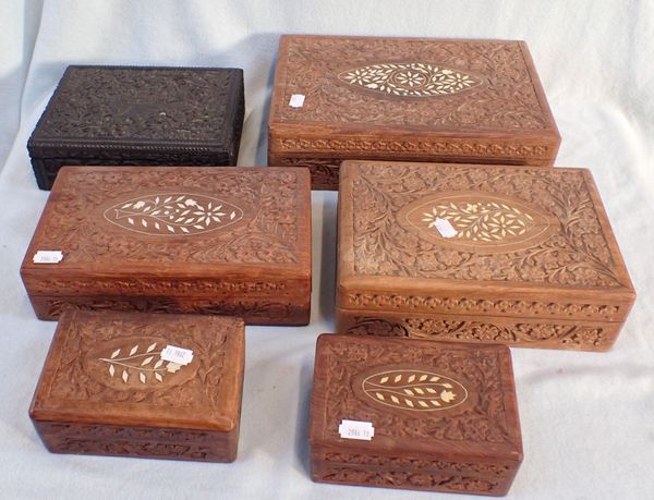 A 19TH CENTURY INDIAN HARDWOOD CARVED BOX