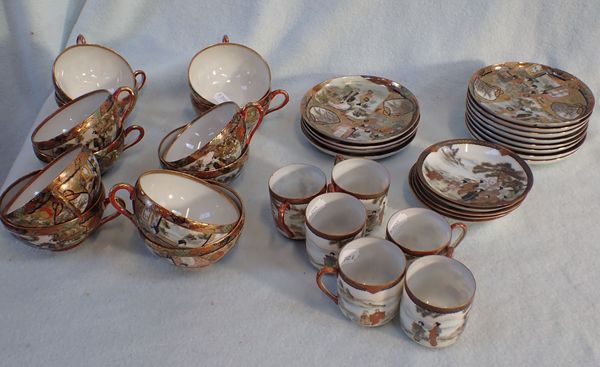 A JAPANESE SATSUMA EGGSHELL TEA AND COFFEE SERVICE