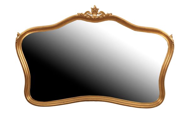 A GILTWOOD OVERMANTEL MIRROR