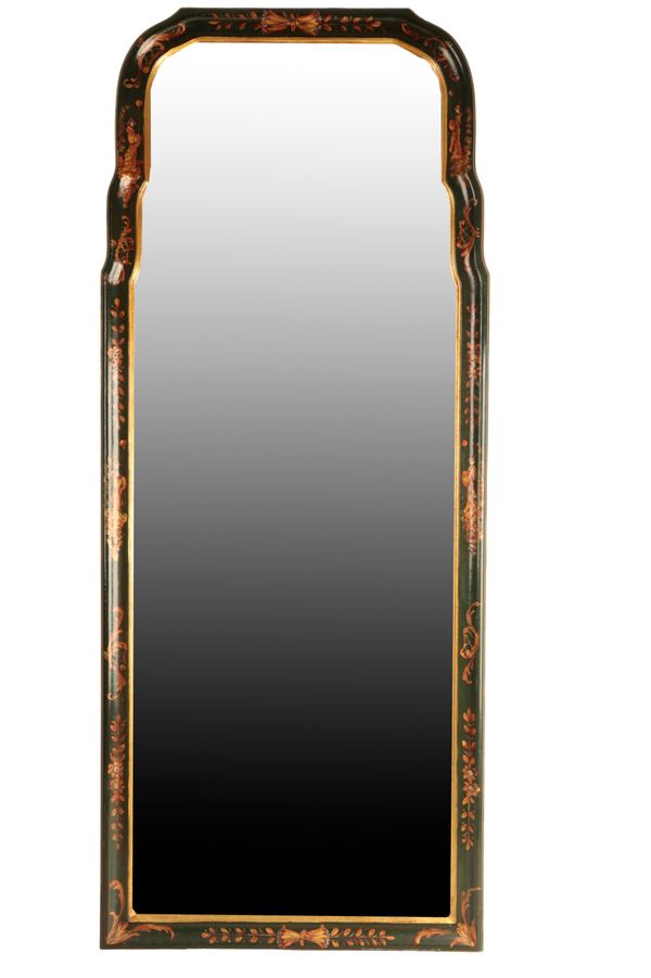 A GEORGE I STYLE POLYCHROME AND PARCEL-GILT MIRROR