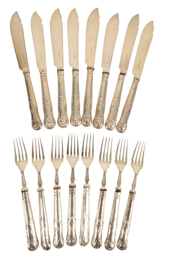 A MATCHED SET OF 19TH CENTURY AND LATER SILVER CUTLERY