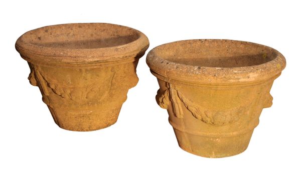 A PAIR OF TERRACOTTA GARDEN POTS