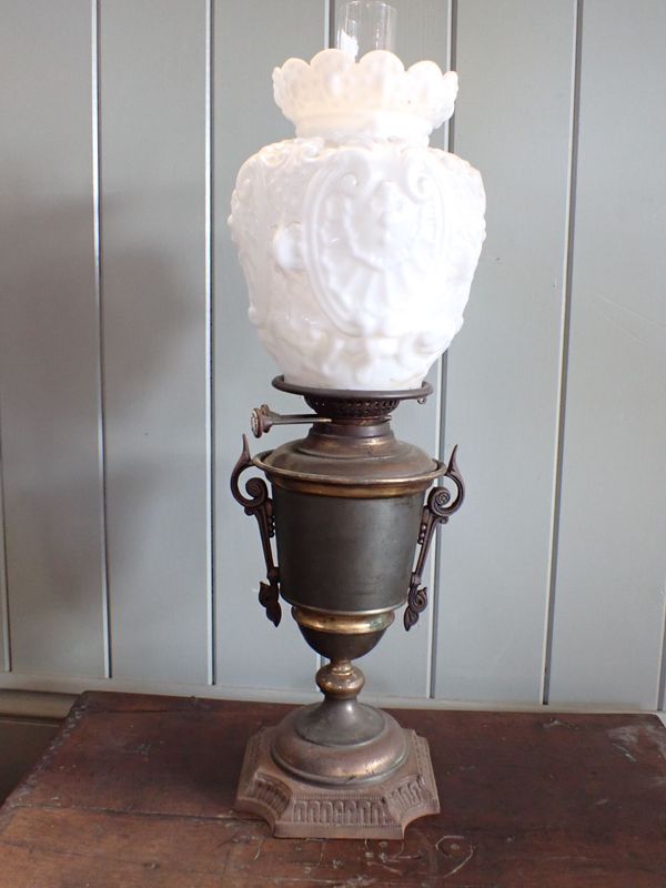 A VICTORIAN OIL LAMP