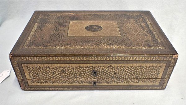 A CHINESE-EXPORT LACQUER JEWELLERY BOX OR WORK BOX